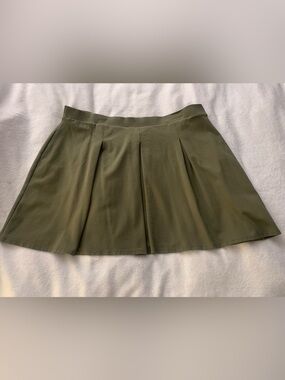 ModCloth Olive Green Mini Pleated Twee Knit Mini Skirt Size 1X Plus Skater Skirt